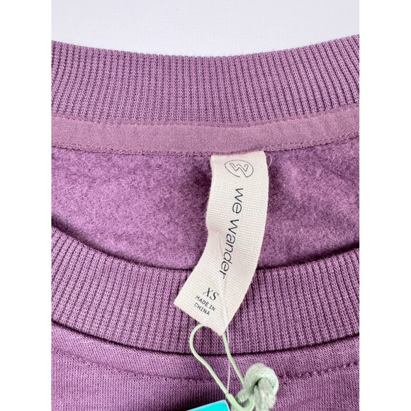 We Wander LuxLoop Cropped Cinched Modal Fleece Sweatshirt - XS Light‎ Purple NWT - Picture 5 of 9